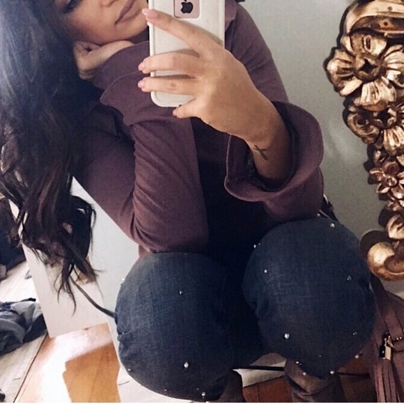 Express Pearl Embellished Blue Denim Mid Rise Ankle Legging 4 - Picture 10 of 11